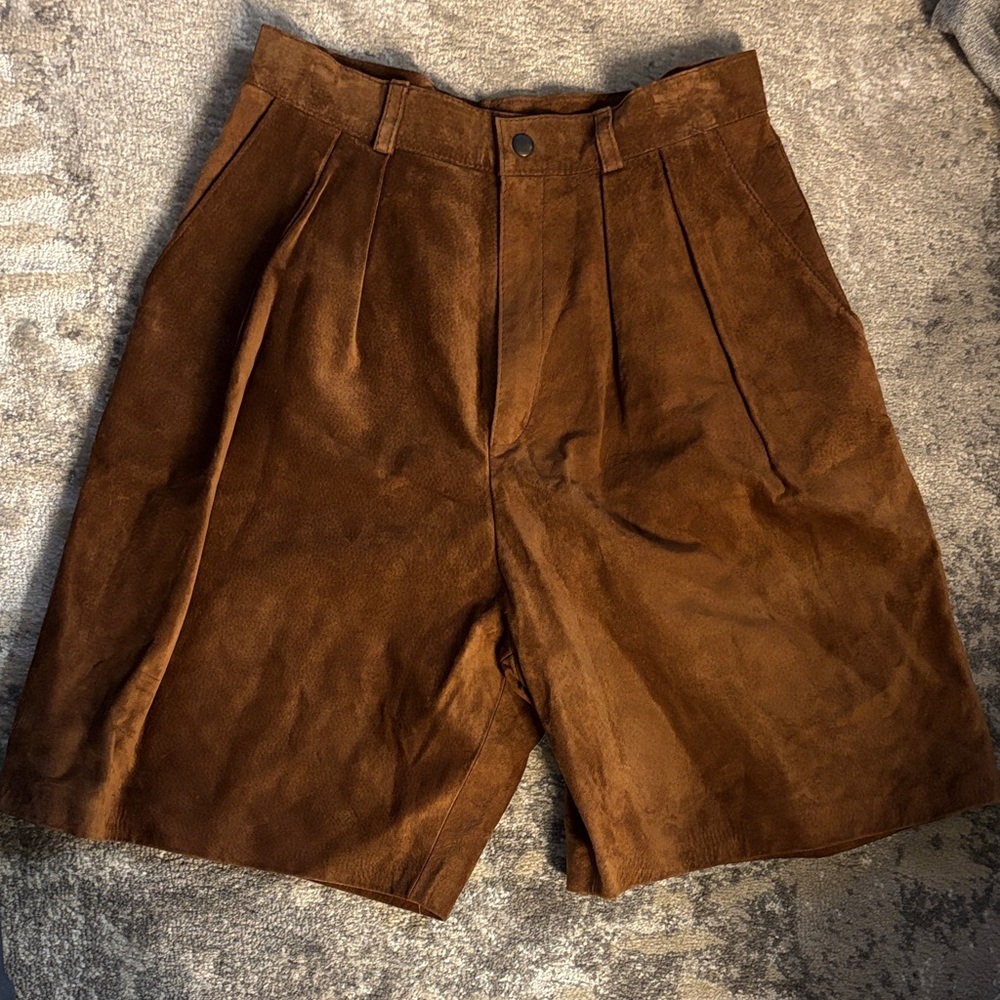 Brown Suede Women's Shorts
